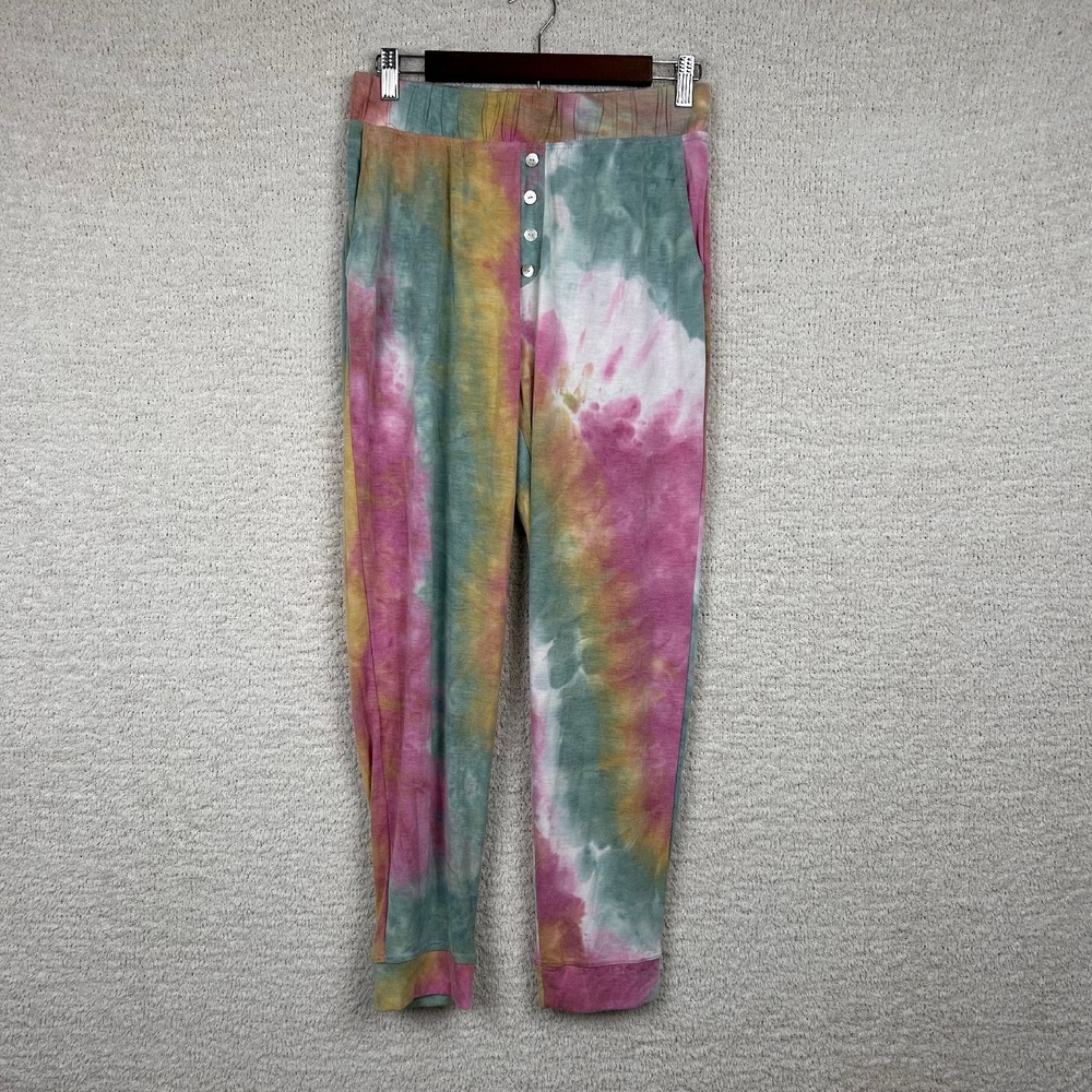 Cy Fashion Pants Womens Medium Purple Tie Dye Colorful‎ Jogger Loungewear USA